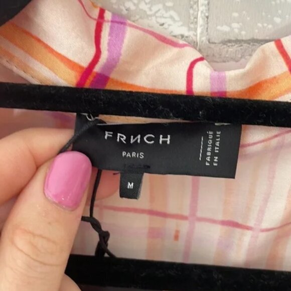 NWT FRNCH Chelly Windowpane Plaid Short Sleeve Shirt - Picture 5 of 14
